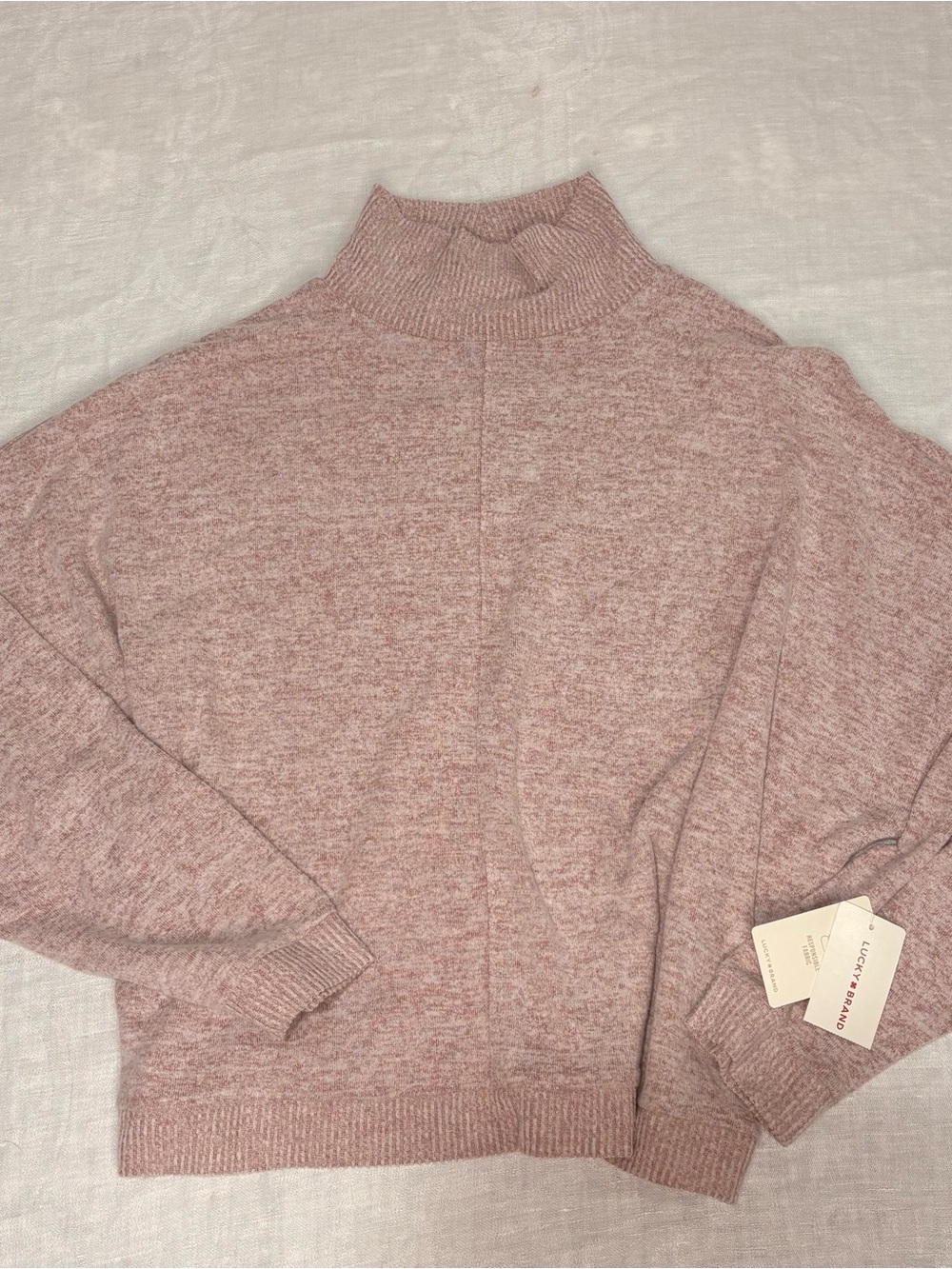 Lucky Brand Heathered Dusty Rose Mock Neck Sweater Brand New Small
